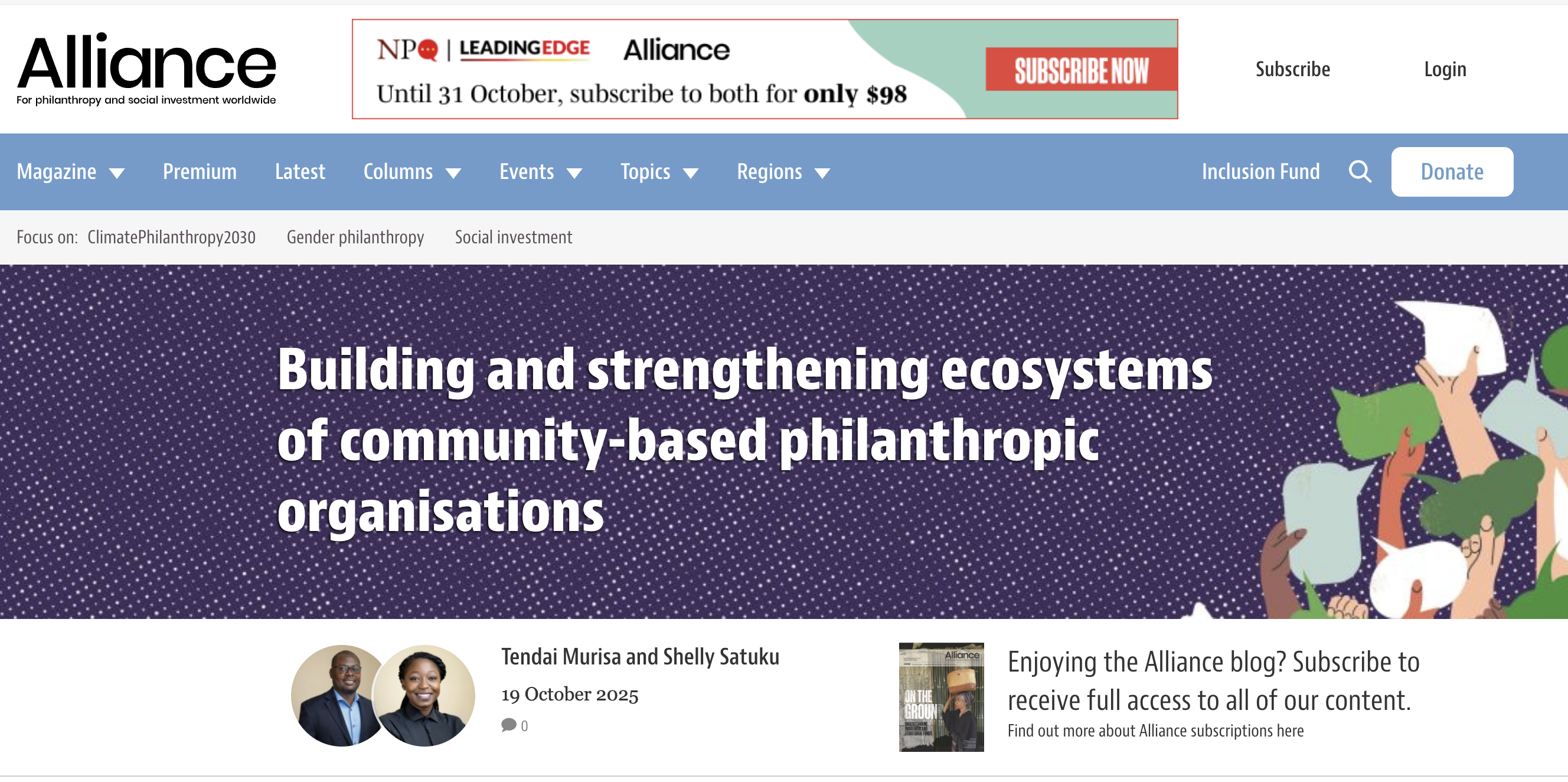 Building and strengthening ecosystems of community-based philanthropic organisations