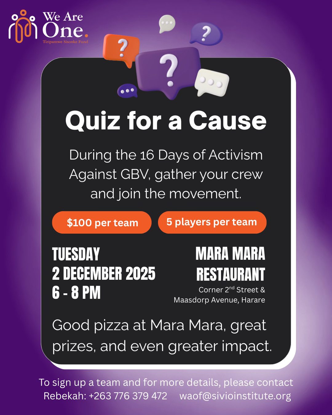 We Are One Quiz Night